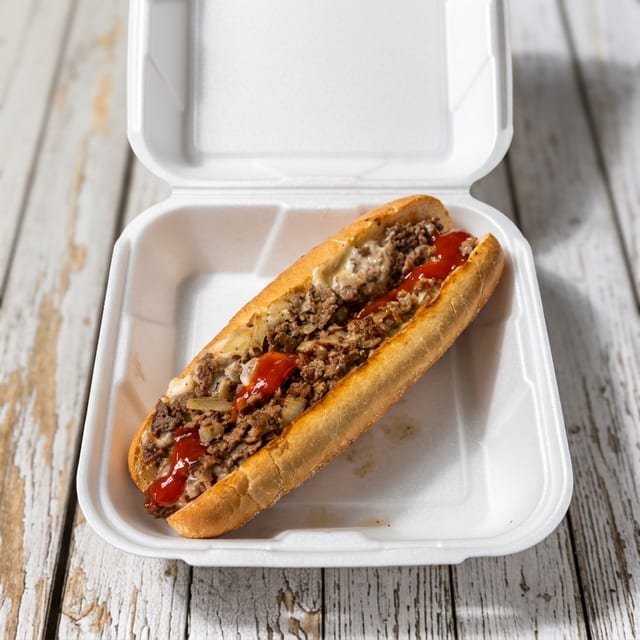 Philly Cheese Con Papas.