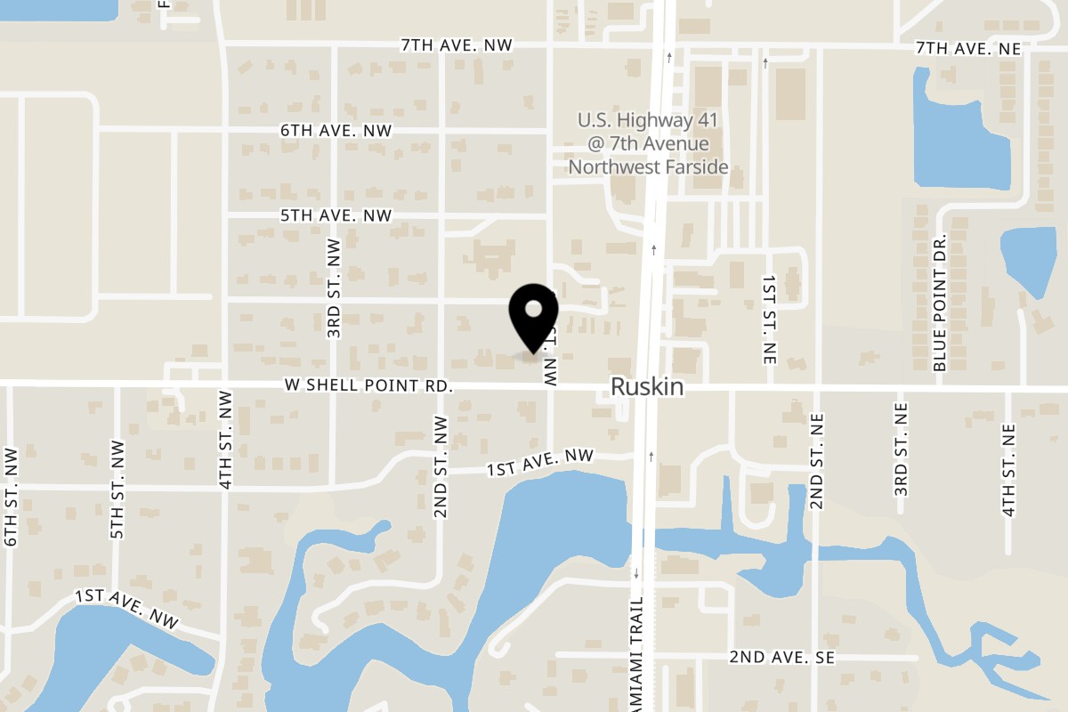 Map showing the location of Pa Pinones on 101 West Shell Point Road in Ruskin